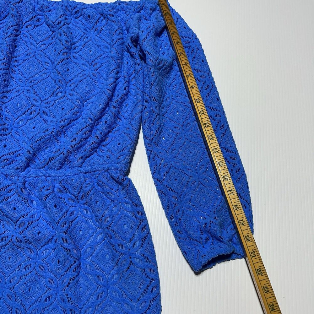 Lilly Pulitzer Lana Skort Romper Dress Blue Thistle Lace Size L Off The Shoulder - Picture 10 of 11